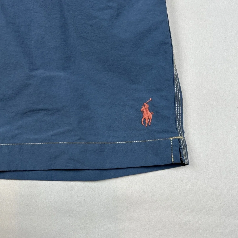 VTG Polo Ralph Lauren Board Shorts Mens Sz XXL Blue Swim Trunks Mesh Pony Cargo
